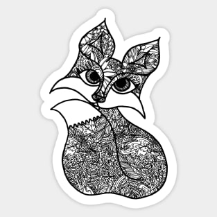 Fox Zentangle - Black Lace Sticker